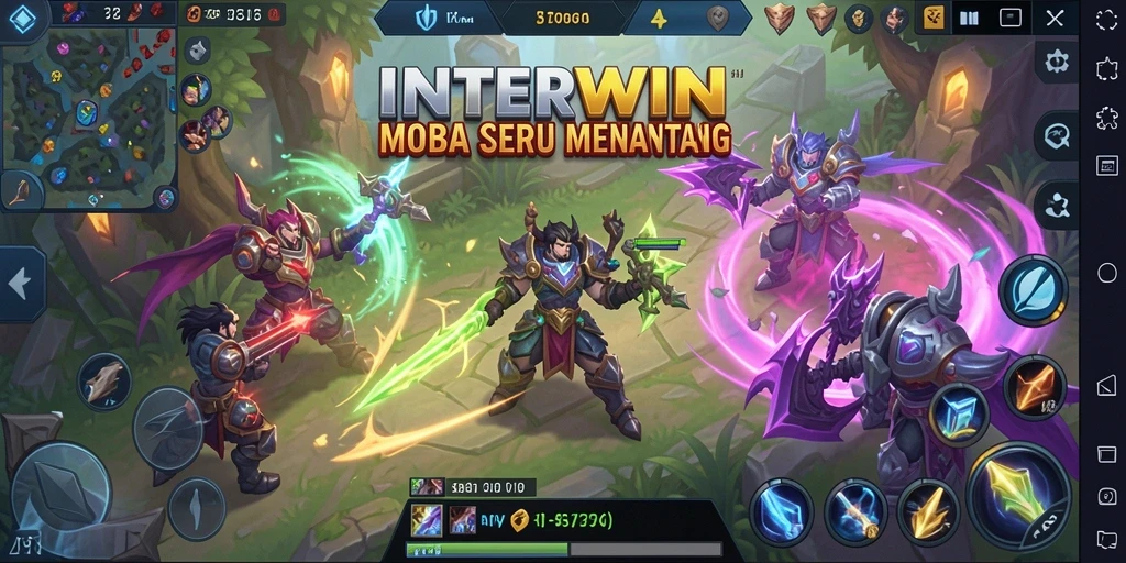 Tampilan gameplay seru dari INTERWIN dalam pertempuran MOBA.