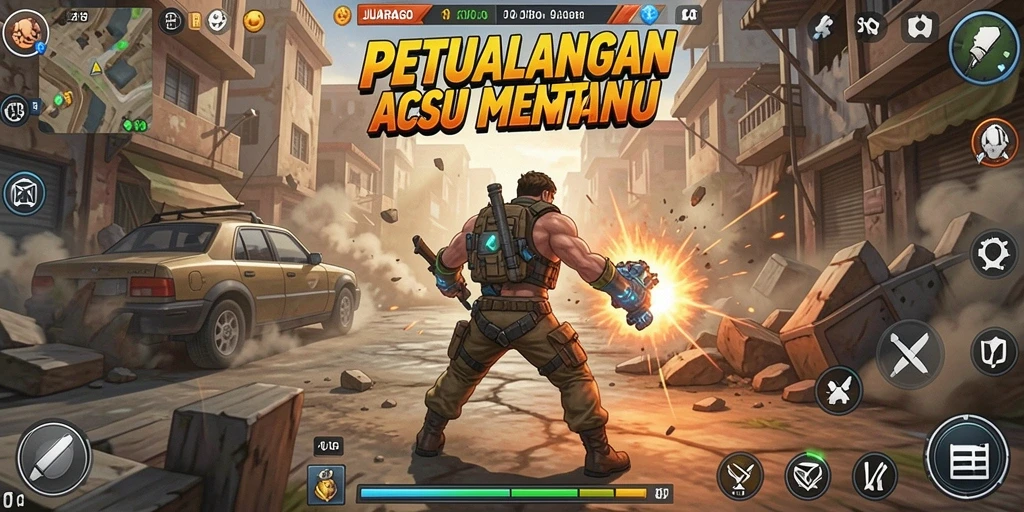 Screenshot gameplay JUARAGO yang menampilkan aksi seru di medan perang.