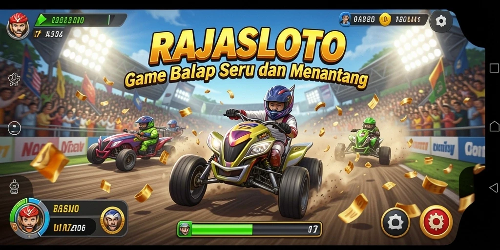 Tampilan gameplay menarik dari RAJASLOTO yang penuh aksi balap.