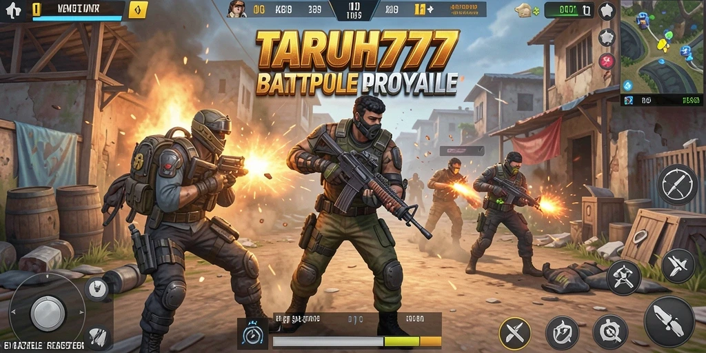 Gameplay seru TARUH777 di arena Battle Royale.